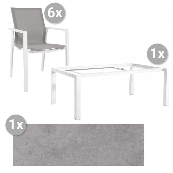 Set Forli Tisch 220/280x100cm + 6 Beja Stapelsessel