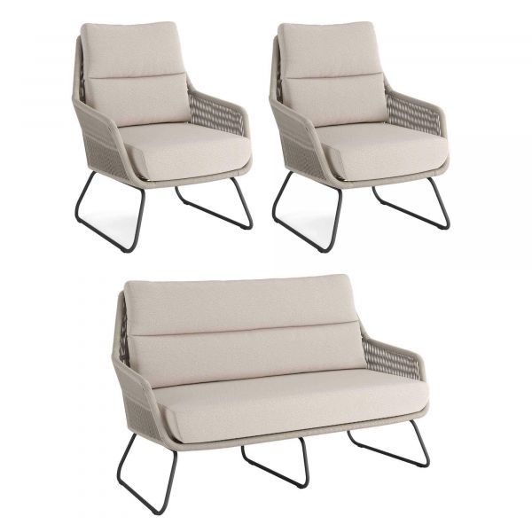 Oxford Loungeset: 2x Sessel + 1x Sofa inkl. Kissen