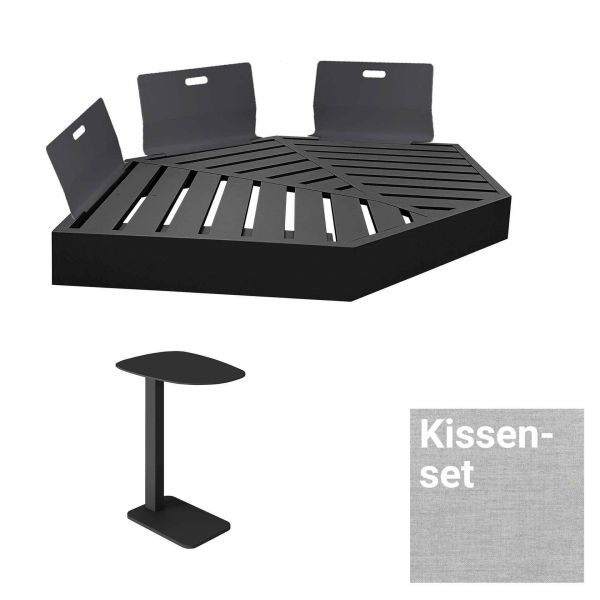 Set Bari Lounge Modul Ecke, Tucino Kaffeetisch, Kissen Agora® panama gris porcelana